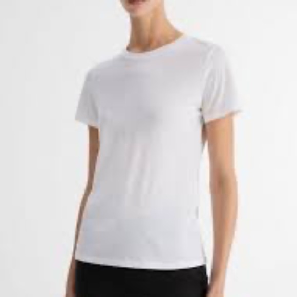 NWT Vince. White Boat Neck Short Sleeve Cotton Roll Sleeve T-Shirt Sz L MSRP $69 - Picture 1 of 15